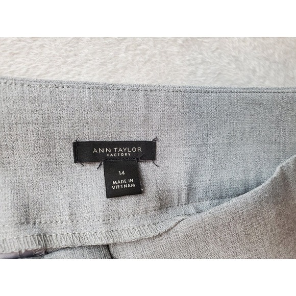 Ann Taylor Dress Pants Women Size 14 Gray Casual Pockets Flat Front Straight Leg - Picture 12 of 13